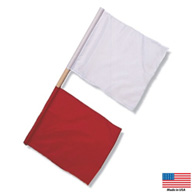 red & white officials flag