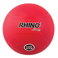 9 kilo rubber medicine ball, red